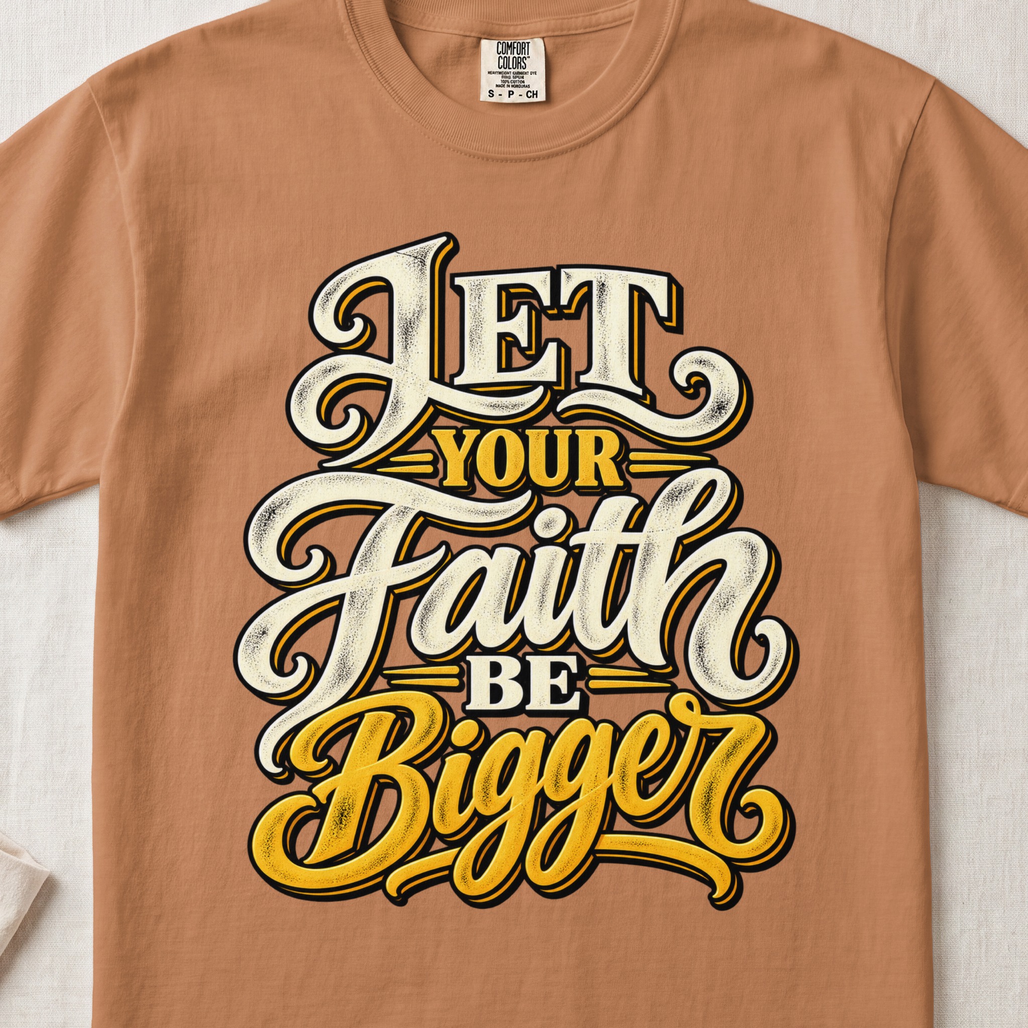 Faith Shirt Retro Christian T-Shirt Let Your Faith Be Bigger Graphic Tee Inspirational Religious Top Vintage Faith Tee Church Group Gift - View 5 Faith Shirt Retro Christian T-Shirt Let Your Faith Be Bigger Graphic Tee Inspirational Religious Top Vintage Faith Tee Church Group Gift - View 5