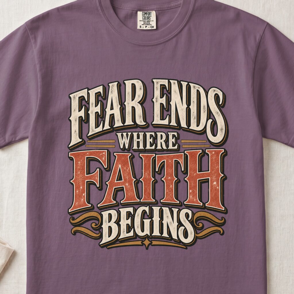 Fear Ends Where Faith Begins T-Shirt, Vintage Christian Shirt, Western Faith Graphic Tee, Retro Religious Top, Distressed Country Faith Gift