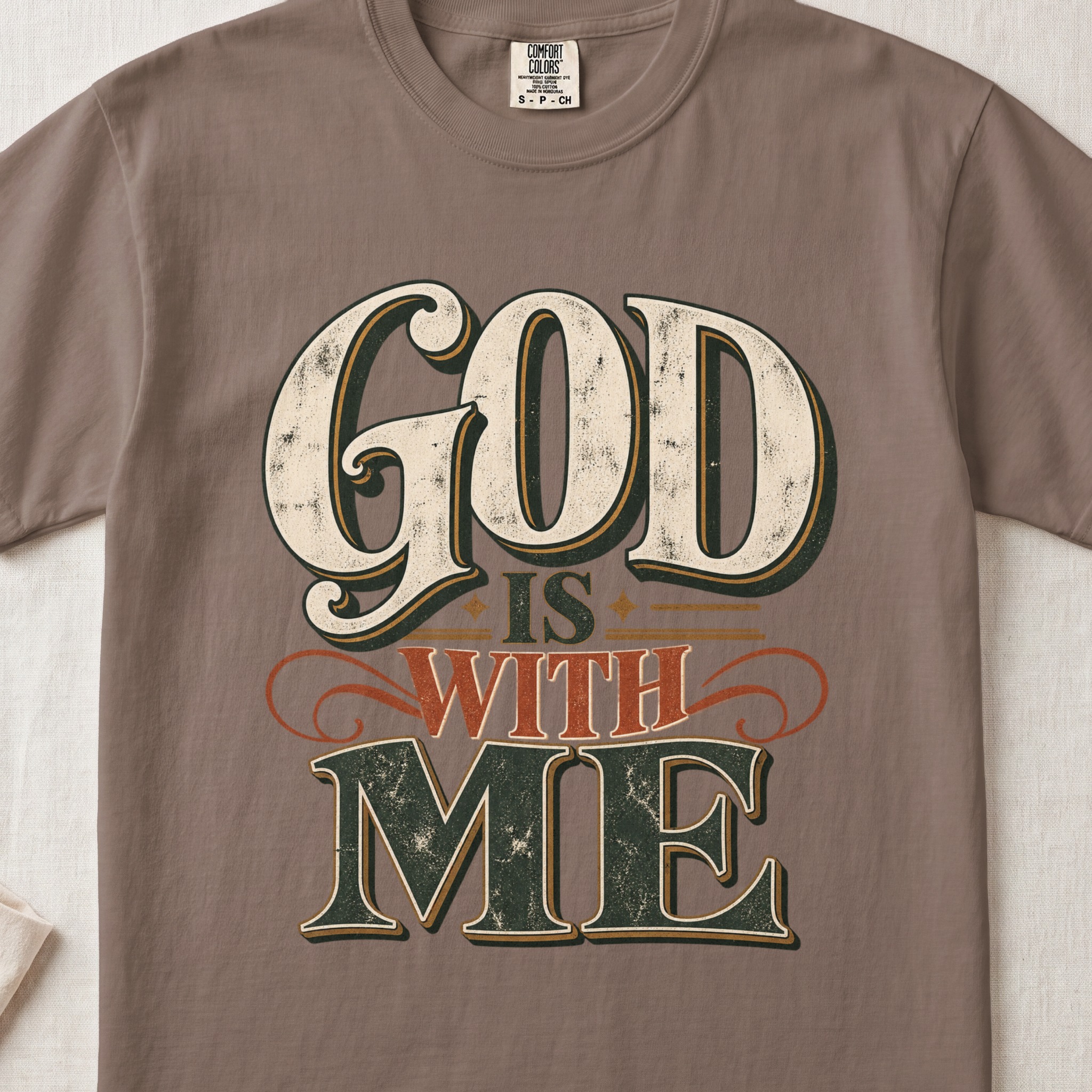 God Is With Me T-Shirt, Retro Christian Faith Shirt, Vintage Religious Graphic Tee, Western Worship Outfit, Inspirational Bible Faith Gift - View 4 God Is With Me T-Shirt, Retro Christian Faith Shirt, Vintage Religious Graphic Tee, Western Worship Outfit, Inspirational Bible Faith Gift - View 4