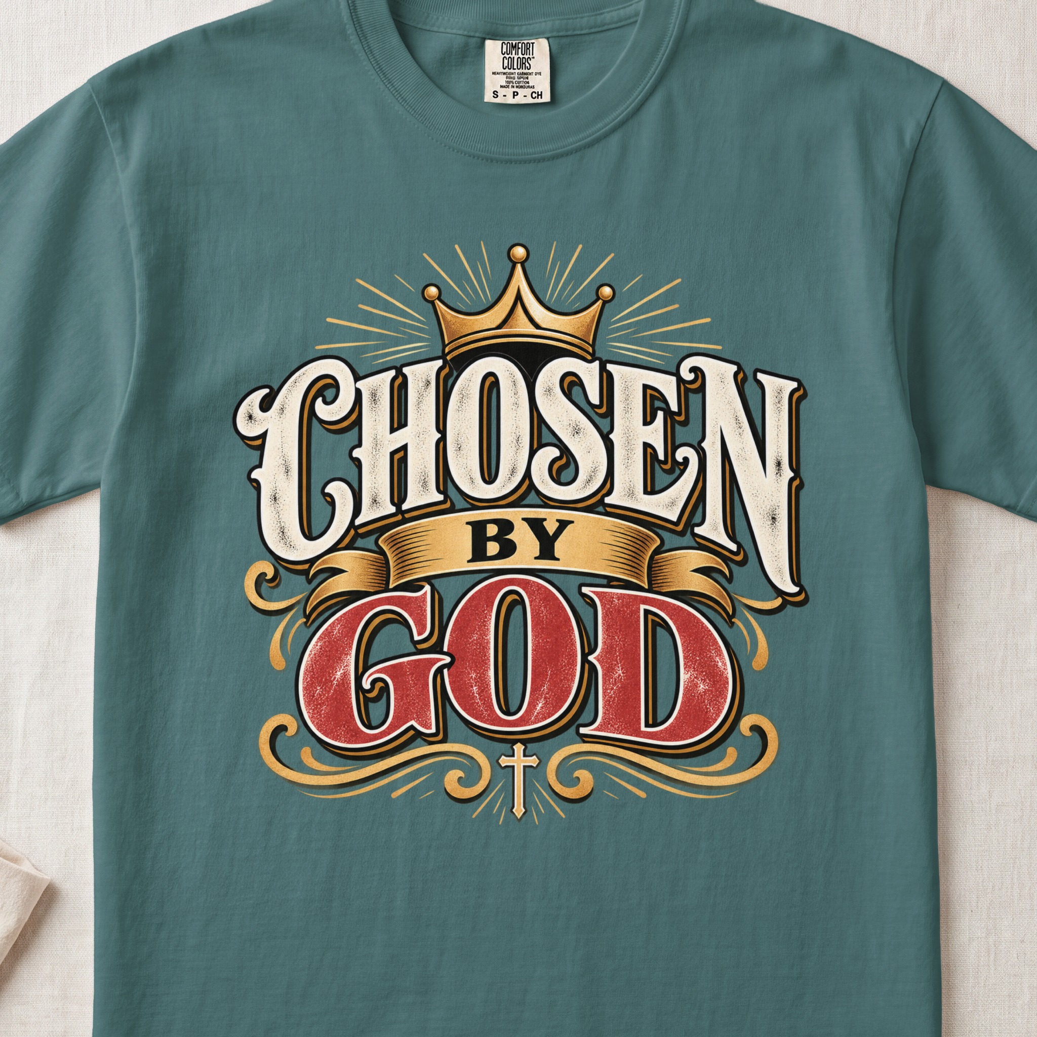 Chosen By God T-Shirt Vintage Christian Shirt Faith Graphic Tee Religious Crown Jesus Top Inspirational Worship Pastor Gift Gospel Apparel - View 3 Chosen By God T-Shirt Vintage Christian Shirt Faith Graphic Tee Religious Crown Jesus Top Inspirational Worship Pastor Gift Gospel Apparel - View 3
