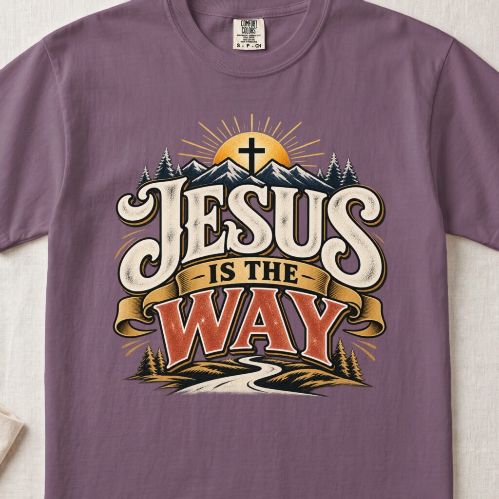 Jesus Is The Way Shirt, Christian Mountain T-Shirt, Retro Faith Graphic Tee, Inspirational Nature Tee, Vintage Scripture Gift For Him Her