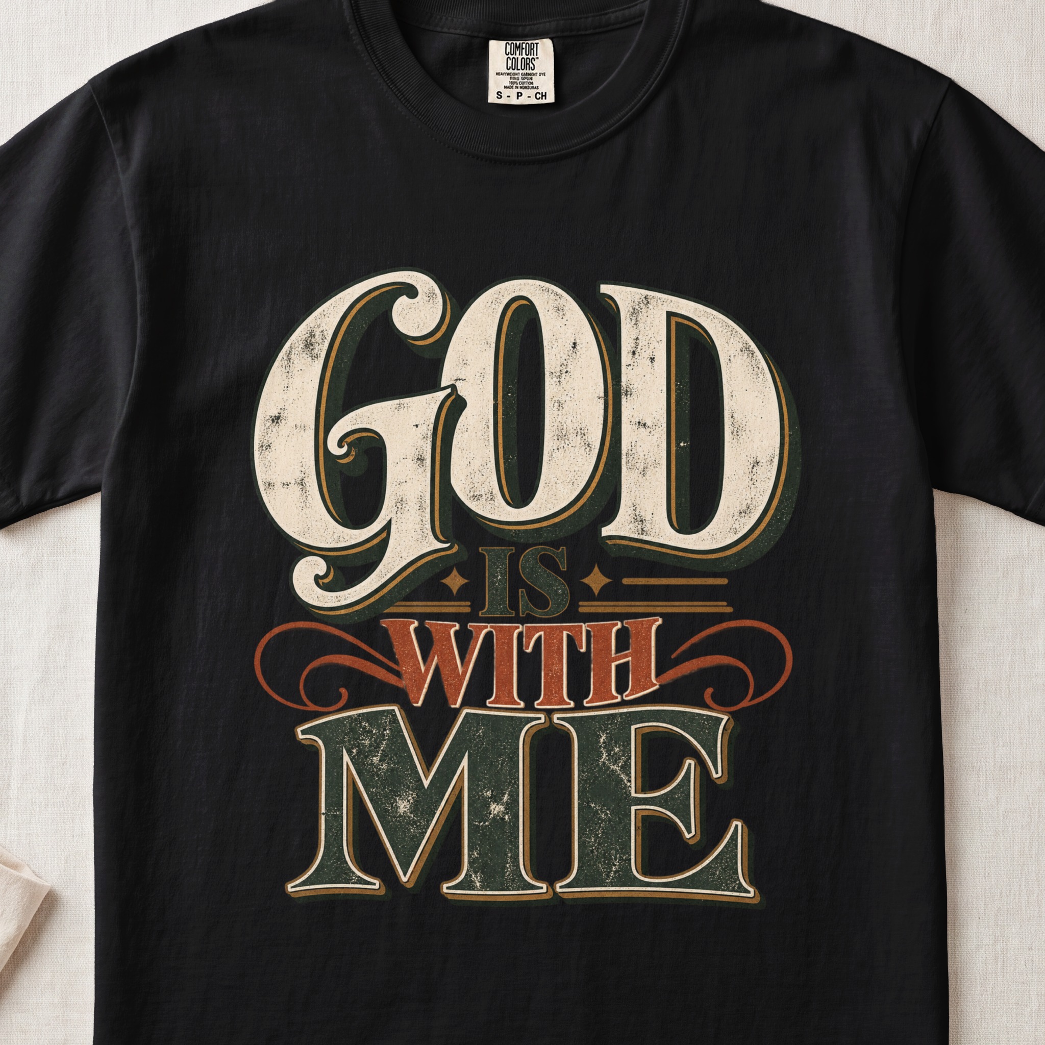 God Is With Me T-Shirt, Retro Christian Faith Shirt, Vintage Religious Graphic Tee, Western Worship Outfit, Inspirational Bible Faith Gift - View 2 God Is With Me T-Shirt, Retro Christian Faith Shirt, Vintage Religious Graphic Tee, Western Worship Outfit, Inspirational Bible Faith Gift - View 2