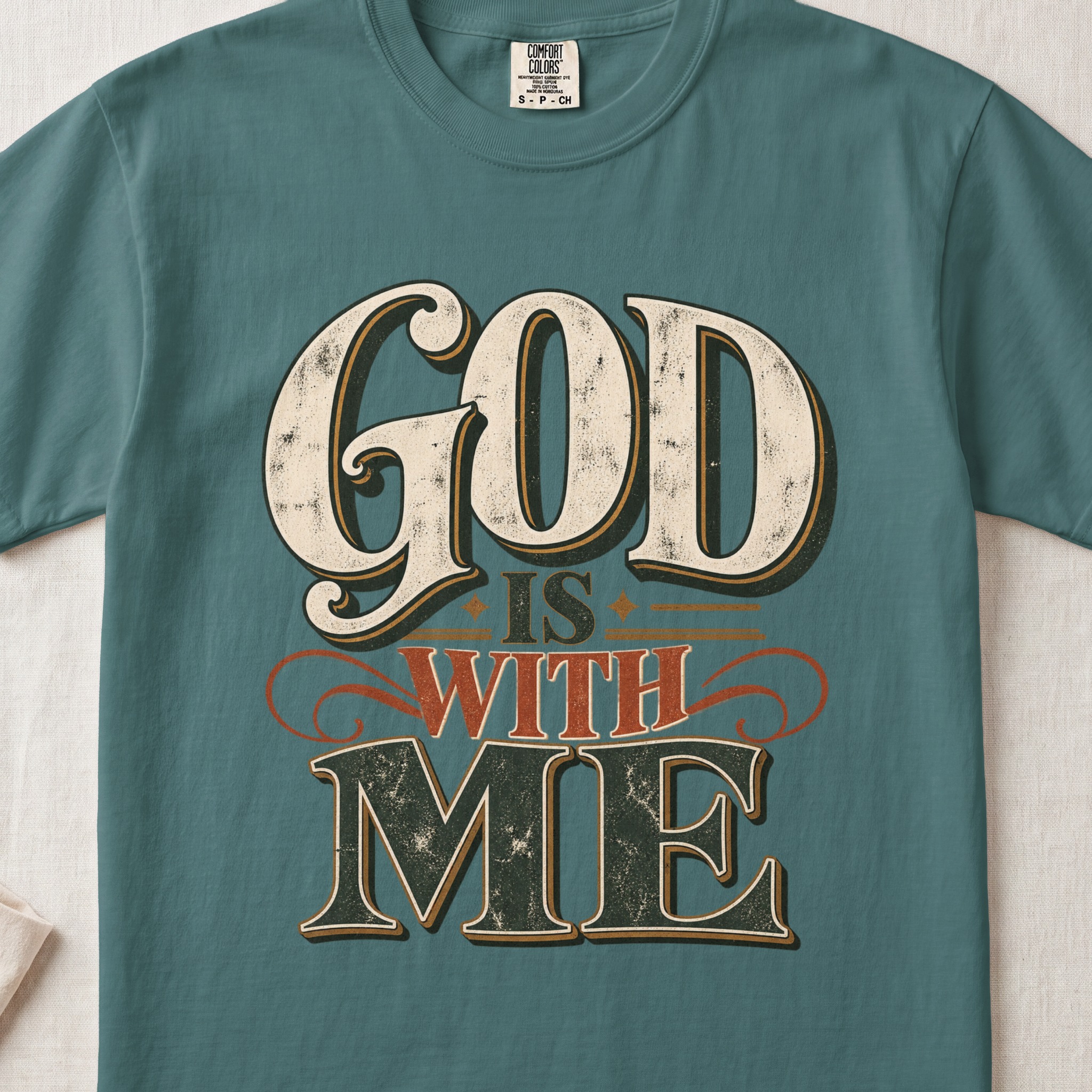 God Is With Me T-Shirt, Retro Christian Faith Shirt, Vintage Religious Graphic Tee, Western Worship Outfit, Inspirational Bible Faith Gift - View 3 God Is With Me T-Shirt, Retro Christian Faith Shirt, Vintage Religious Graphic Tee, Western Worship Outfit, Inspirational Bible Faith Gift - View 3