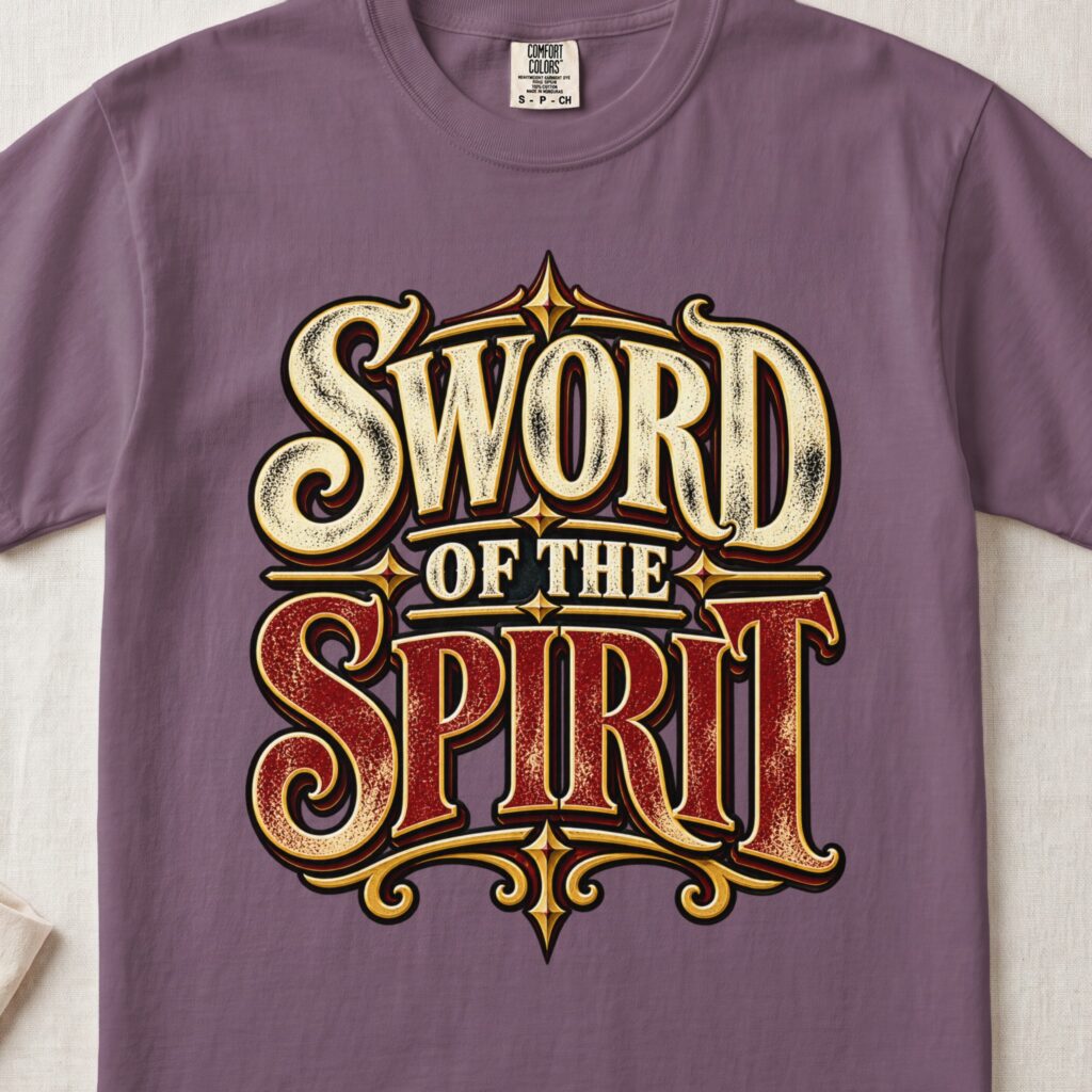 Sword of the Spirit T-Shirt, Vintage Christian Shirt, Armor of God Faith Tee, Scripture Graphic Apparel, Religious Gift for Men and Women