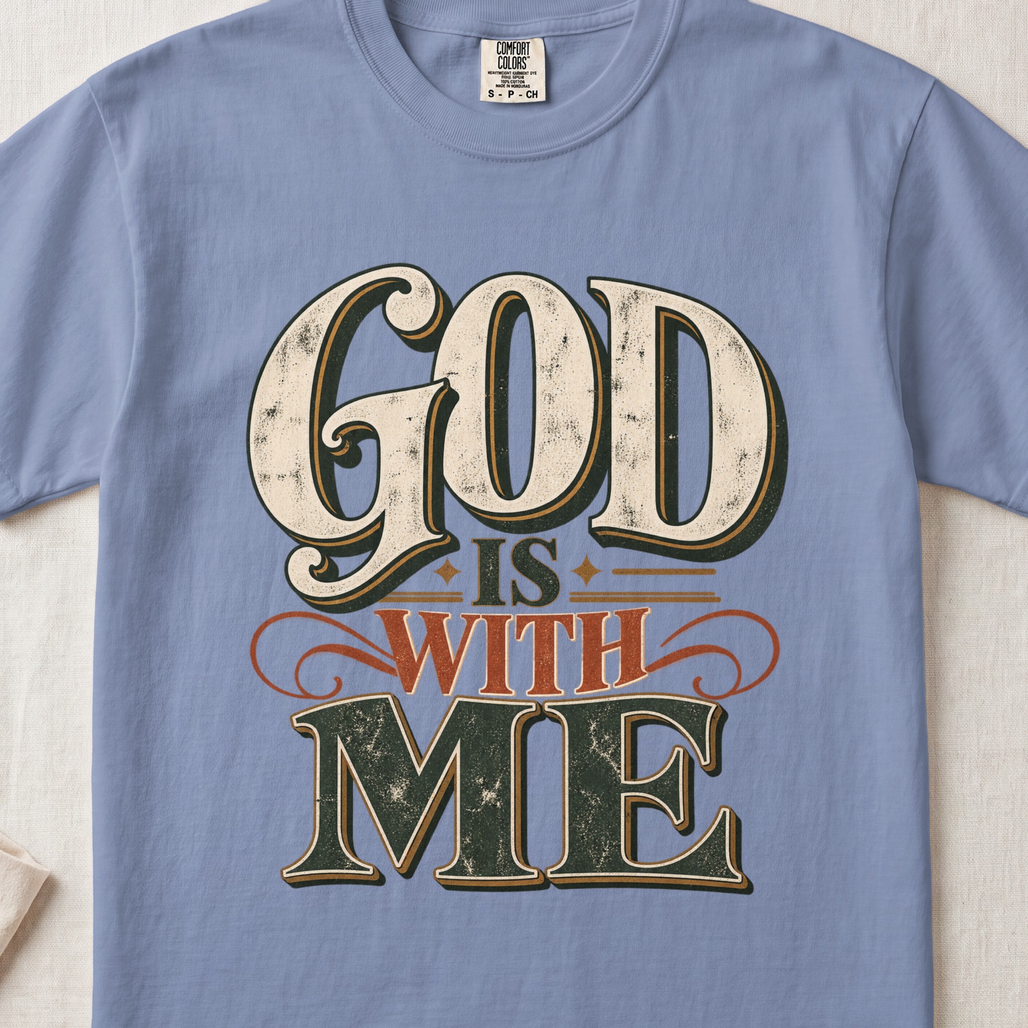 God Is With Me T-Shirt, Retro Christian Faith Shirt, Vintage Religious Graphic Tee, Western Worship Outfit, Inspirational Bible Faith Gift - View 6 God Is With Me T-Shirt, Retro Christian Faith Shirt, Vintage Religious Graphic Tee, Western Worship Outfit, Inspirational Bible Faith Gift - View 6