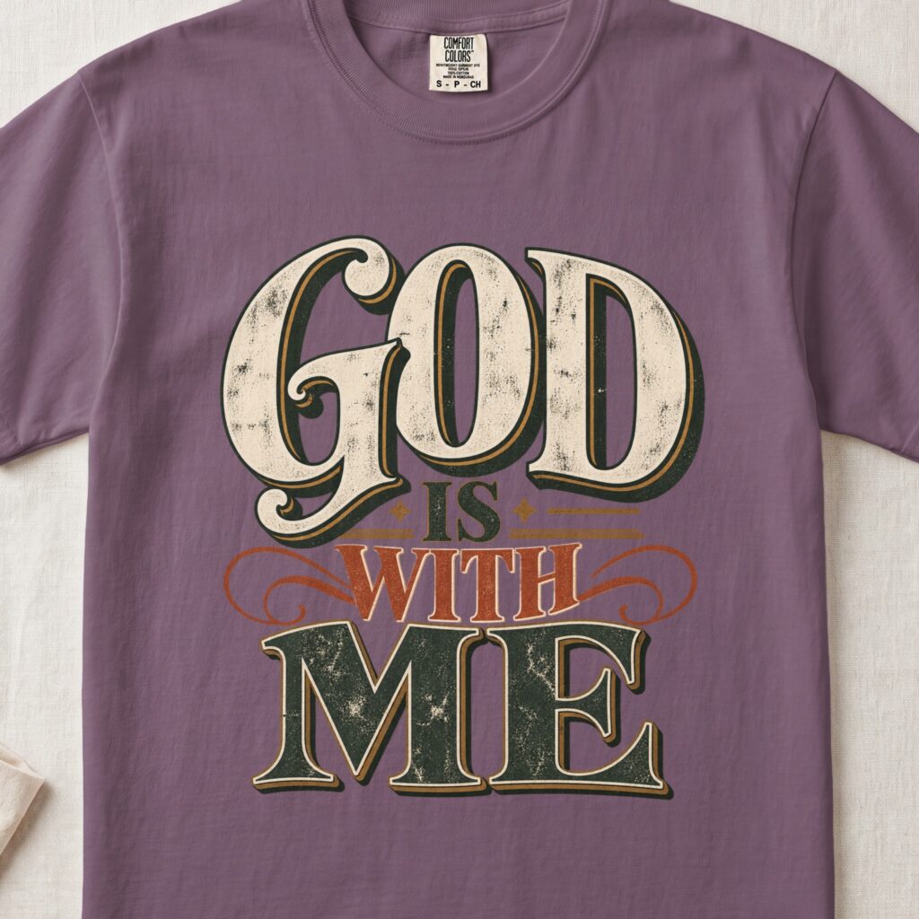God Is With Me T-Shirt, Retro Christian Faith Shirt, Vintage Religious Graphic Tee, Western Worship Outfit, Inspirational Bible Faith Gift