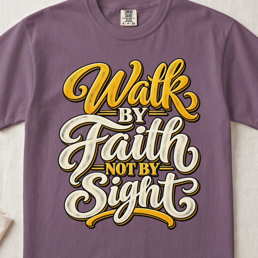 Walk By Faith Not By Sight T-Shirt, Christian Shirt, Retro Bible Verse Tee, Faith Graphic TShirt, Inspirational Scripture Religious Gift