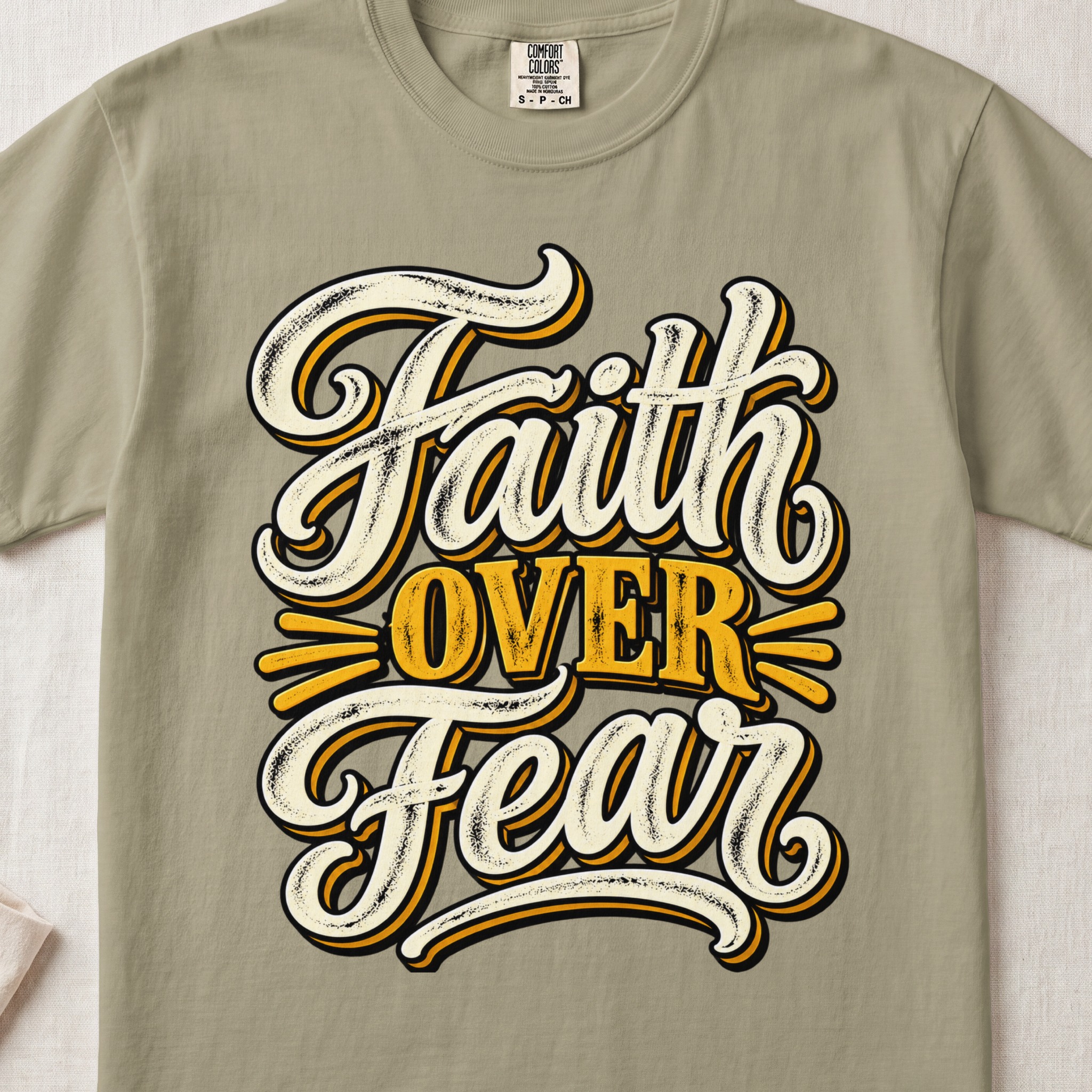 Faith Over Fear T-Shirt, Retro Christian Tee, Vintage Religious Shirt, Motivational Faith Graphic Tee, Inspirational Church Gift for Her - View 7 Faith Over Fear T-Shirt, Retro Christian Tee, Vintage Religious Shirt, Motivational Faith Graphic Tee, Inspirational Church Gift for Her - View 7